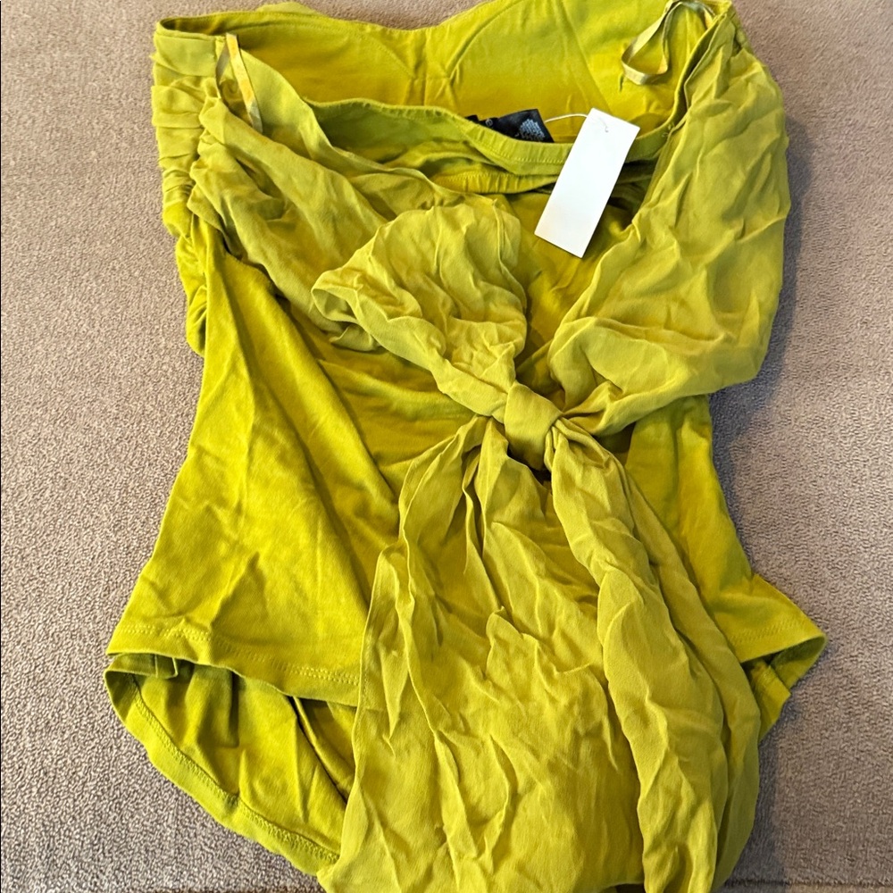 Arden B Chartreuse Strapless Green Top Size Large (TD) - Picture 4 of 6